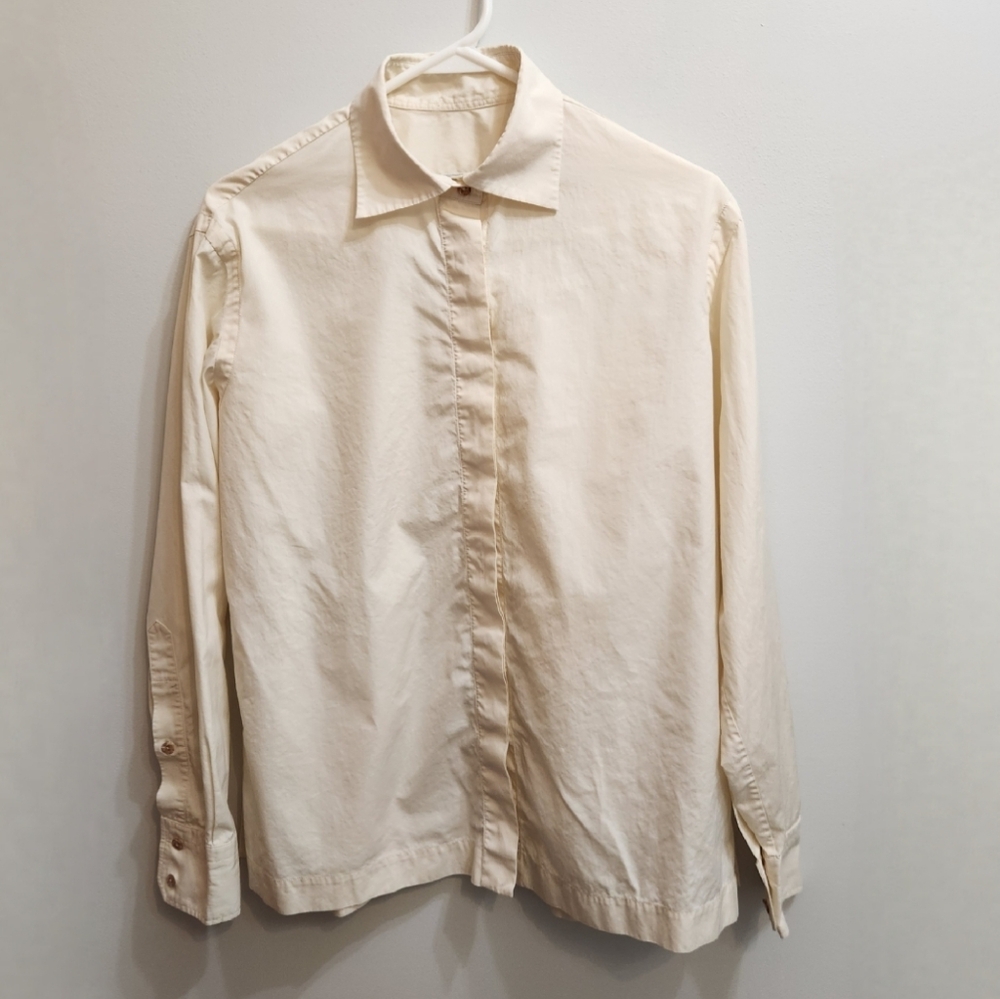 Amin Kader Paris Cotton Shirt In Light Cream Size Large